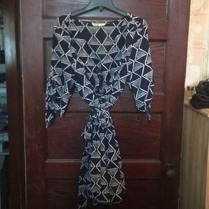 Blue and white pattered dress